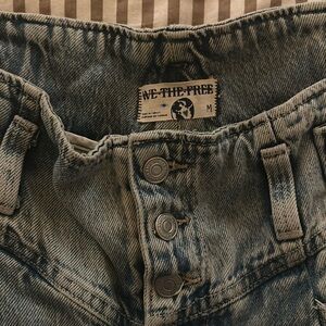 NWOT Free People Super Sweeper Wide Leg Flare High Rise Jeans in Light Wash Blue